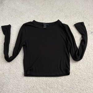 Forever 21 Black Ribbed Long Sleeve Crop Top
